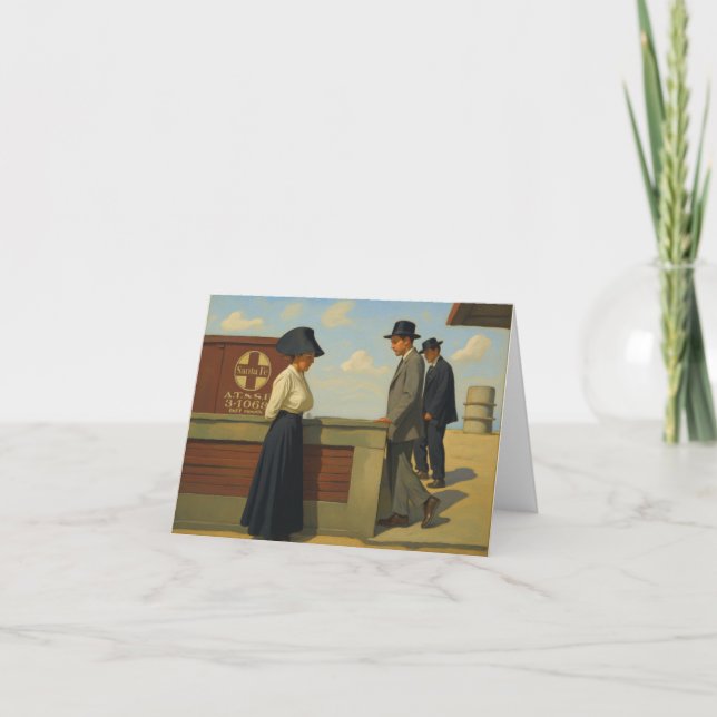 Notecard mit Vintage-Bild eines Bahnhofs Dankeskarte (Vorderseite)