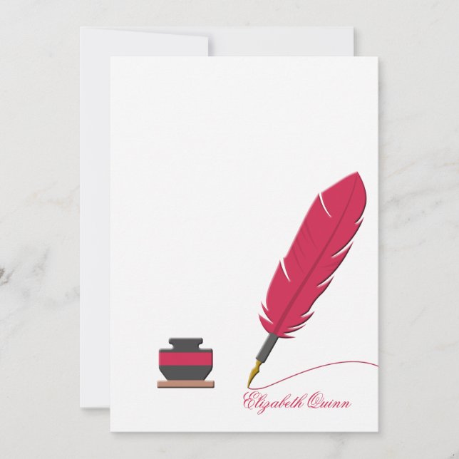 Notecard of Inkwell and Feather Pen Stationery Mitteilungskarte (Vorderseite)