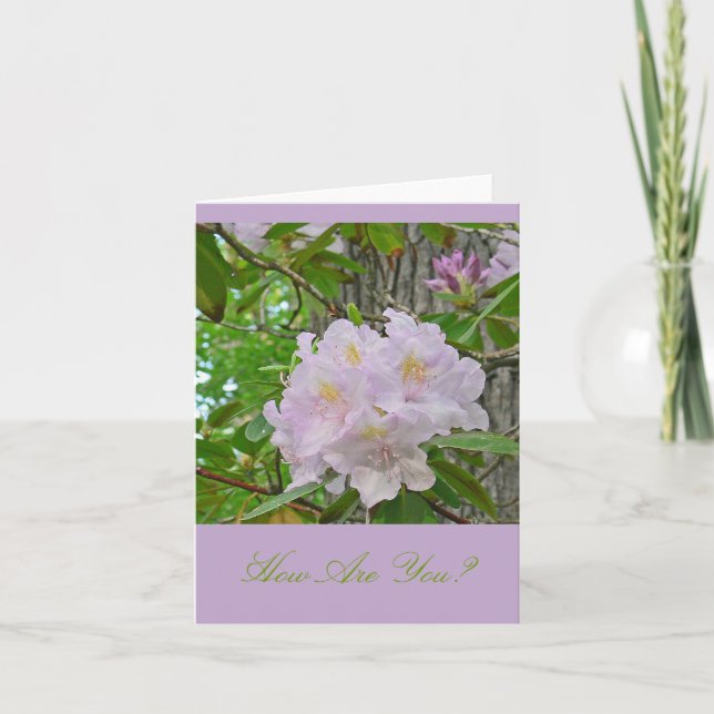 NOTECARD, "SOFT PALE LAVENDER RHODODENDRON" KARTE (Vorderseite)