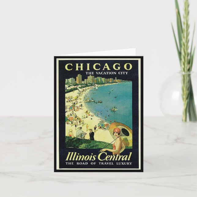 Notecard-Vintage Chicago-Reise Art-2 Karte (Vorderseite)