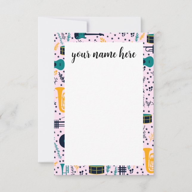 Notecards für personalisierte Musikinstrumente Dankeskarte (Vorderseite)