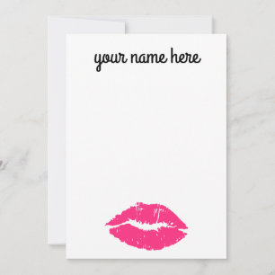 Notecards für personalisierte, rosa Lippen Dankeskarte