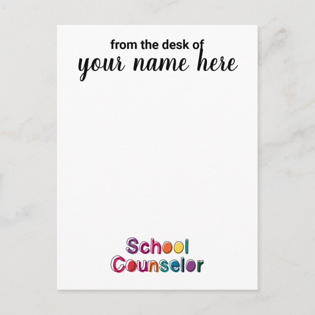 Notecards für personalisierte Schulberater Postkarte (Vorderseite)