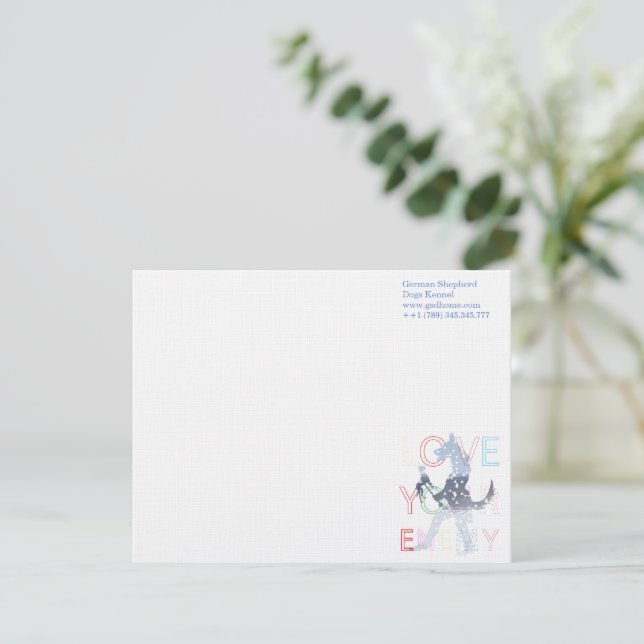 Notecards German Shepherd Watercolor Blue Einladung (Stehend Vorderseite)
