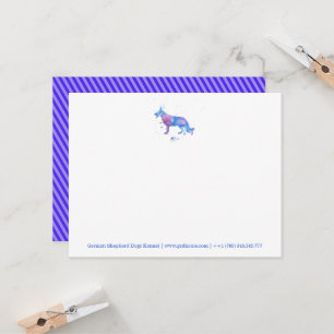 Notecards German Shepherd Watercolor Blue Einladung