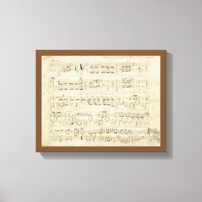 Noten auf Pergament Handgeschrieben in Tinte Leinwanddruck (Vorderseite)