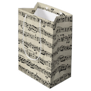 Noten auf Vintage-Papier Mittlere Geschenktüte
