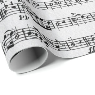 Noten auf weißem Holz Geschenkpapier