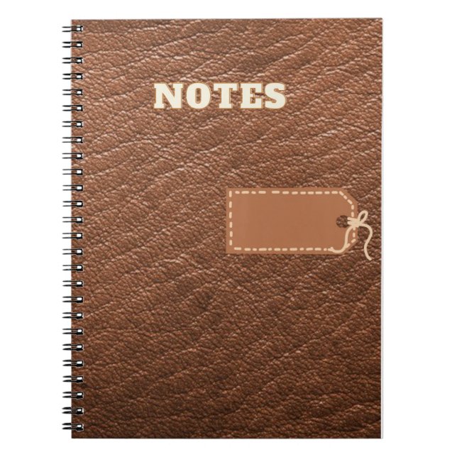 Noten, braunes Leder-Fake-Notebook Notizblock (Vorderseite)