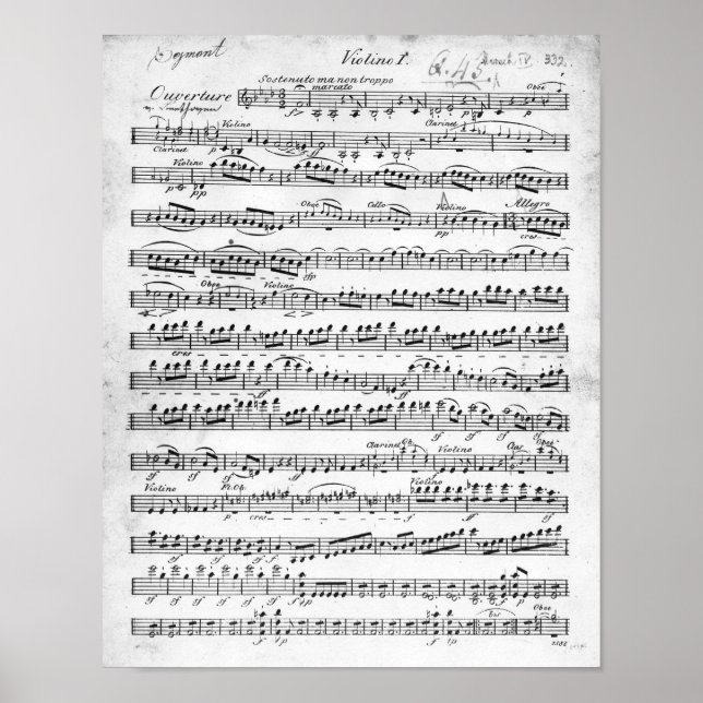 Noten für das Overture to 'Egmont' Poster (Vorne)