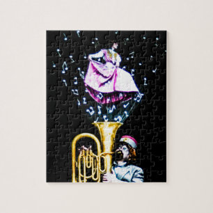 Noten für Vintage-Tuba-Spieler und Sänger Puzzle