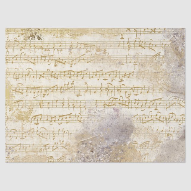 Noten Gold und Silber Vintage Decoupage Seidenpapier (Vorderseite)