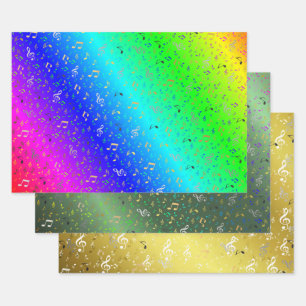 Noten, Musik, Musik, Melodie, Symbol, Ton, Design Geschenkpapier Set