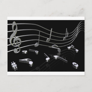 Noten, Musik, schwarz Postkarte
