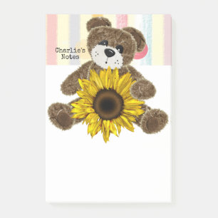 Noten Teddybär Sonnenblume  Post-it Klebezettel