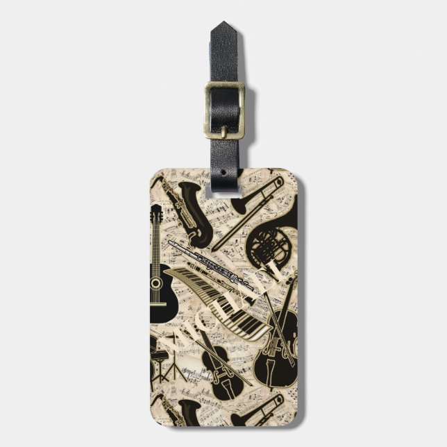 Noten und Instrumente Black/Gold ID481 Gepäckanhänger (Vorderseite vertikal)