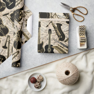 Noten und Instrumente Black/Gold ID481 Geschenkpapier