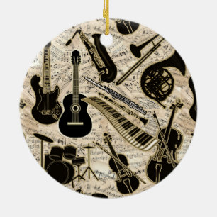 Noten und Instrumente Black/Gold ID481 Keramikornament