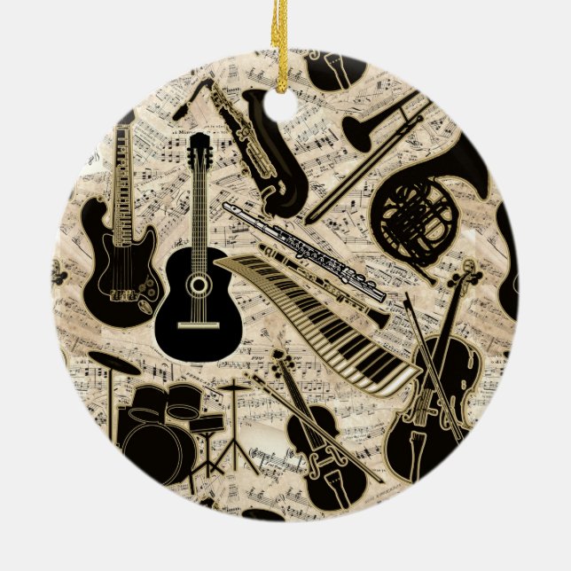 Noten und Instrumente Black/Gold ID481 Keramikornament (Hinten)
