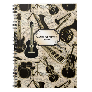 Noten und Instrumente Black/Gold ID481 Notizblock