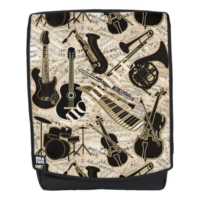 Noten und Instrumente Black/Gold ID481 Rucksack (Vorderseite)