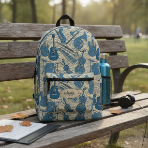 Noten und Instrumente Blau/Elfenbein ID481 Bedruckter Rucksack