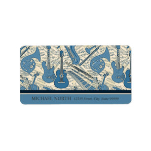 Noten und Instrumente Blue/Ivory ID481 Adressaufkleber