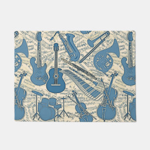 Noten und Instrumente Blue/Ivory ID481 Fußmatte