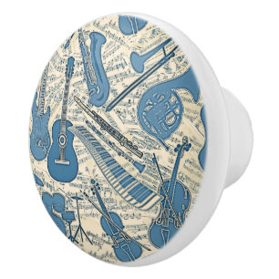 Noten und Instrumente Blue/Ivory ID481 Keramikknauf