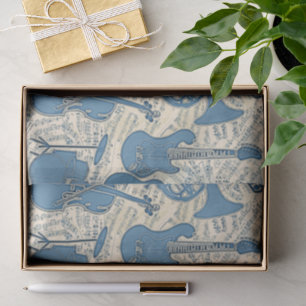 Noten und Instrumente Blue/Ivory ID481 Seidenpapier
