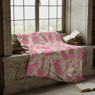 Noten und Instrumente Rosa/Elfenbeinküste ID481 Fleecedecke