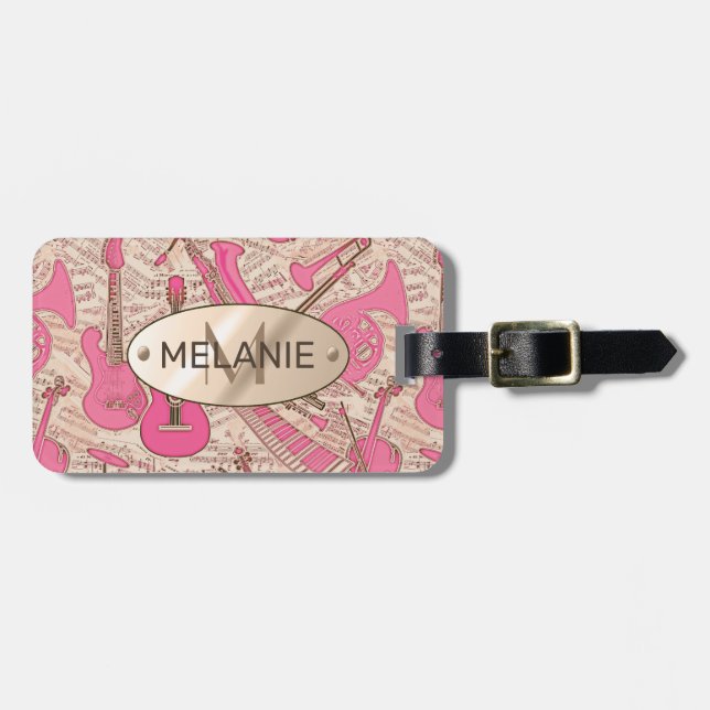 Noten und Instrumente Rosa/Elfenbeinküste ID481 Gepäckanhänger (Vorderseite horizontal)