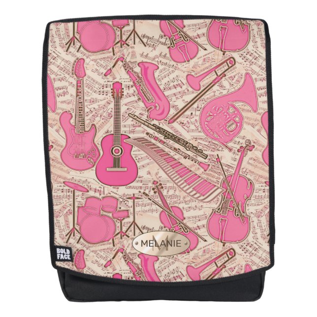 Noten und Instrumente Rosa/Elfenbeinküste ID481 Rucksack (Vorderseite)