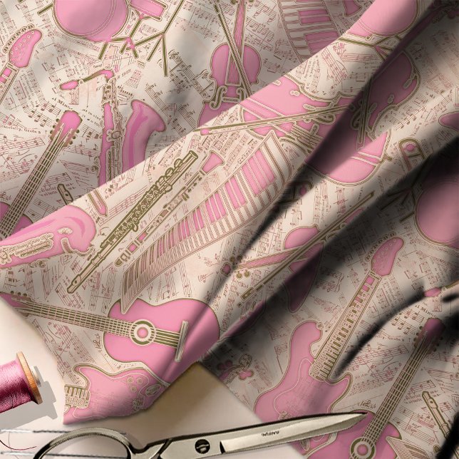 Noten und Instrumente Rosa/Elfenbeinküste ID481 Stoff (Von Creator hochgeladen)