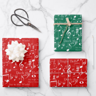 Noten und Symbole, Weihnachtslieder Geschenkpapier Set