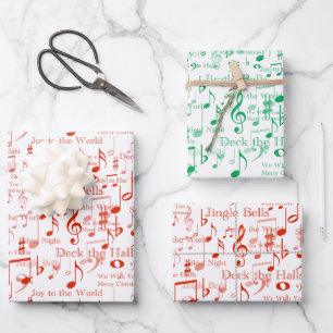 Noten und Symbole, Weihnachtslieder Geschenkpapier Set