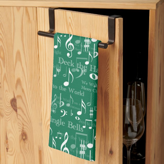 Noten und Symbole, Weihnachtslieder Geschirrtuch (Drittel gefaltet)