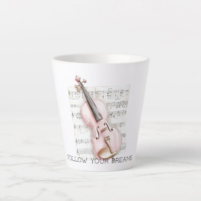 Notenblatt für rosa Geige Milchtasse (Vorderseite)