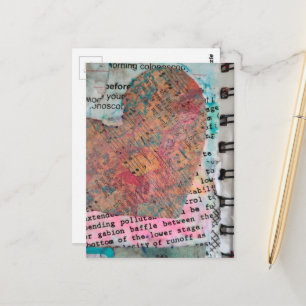 Notenblatt Herz Mixed Media Collage Postkarte