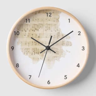 Notenblatt Wasserfarbe Vintage Uhr