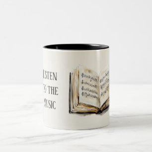 Notenblätter Schwarzes Buch Zweifarbige Tasse