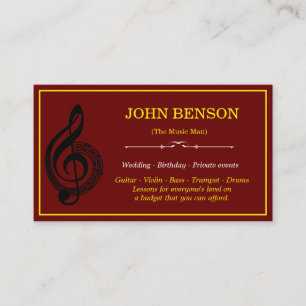 Notenlehrer White Treble Clef mit Notizen Visitenkarte