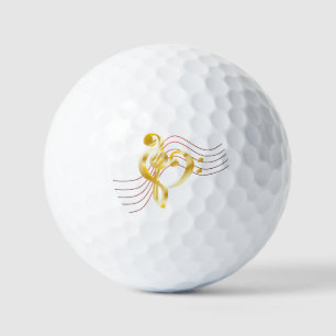 Notenlinien und Herz Violine und Bassschlüssel Golfball