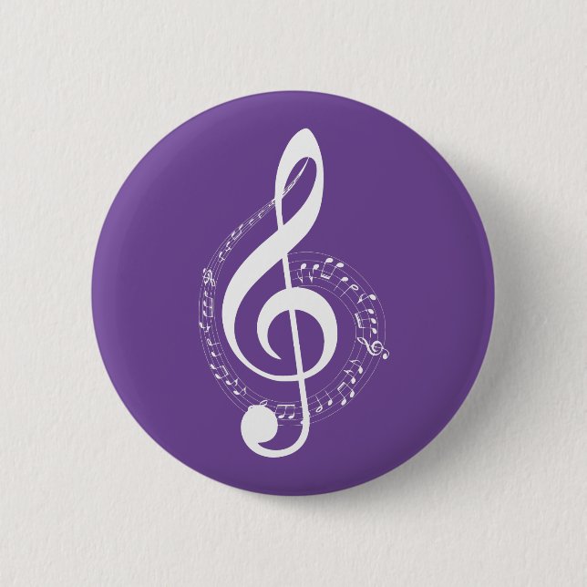 Notenschlüssel weiß violett button (Vorderseite)
