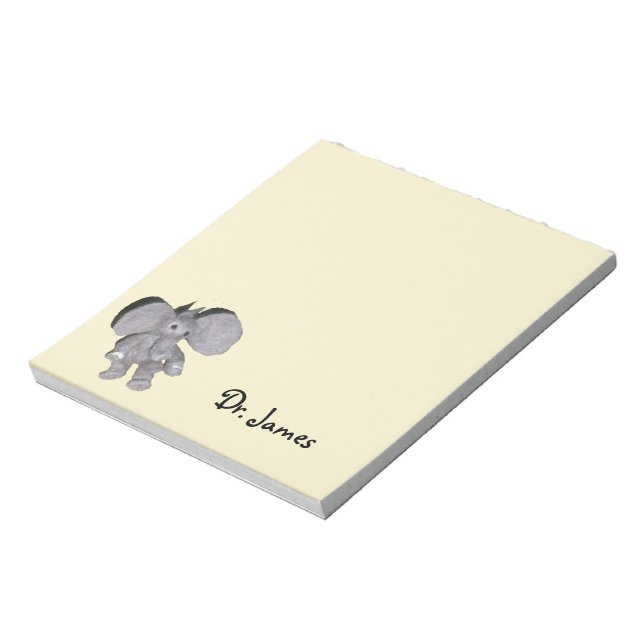 Notepad - Baby Elephant und Name Notizblock (Rotiert)