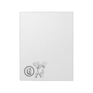 Notepad - Blume mit Monogramm Notizblock
