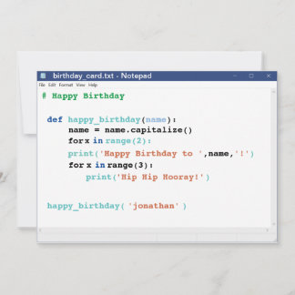 Notepad Computer Programmer Coder Format Geburtsta Karte