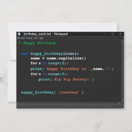 Notepad Computer Programmer Dunkler Modus Geburtst Karte