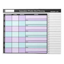 Notepad für lila und Blue Custom Weekly Meal Plann Notizblock