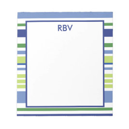 Notepad mit blauem und grünem Streifen Notizblock